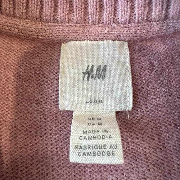 H&M‎ Wool Blend Oversized Pink Crewneck Pullover Fisherman Sweater, M - Picture 7 of 10